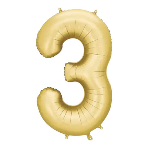 Picture of FOIL BALLOON NUMBER 3 SATIN GOLD 34 INCH